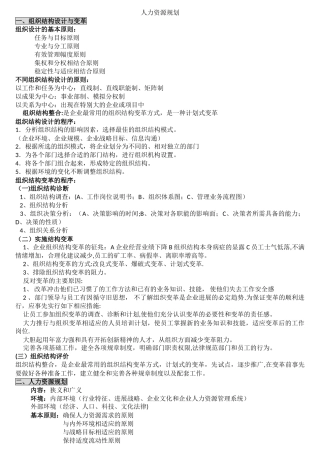 二级人力资源管理培训