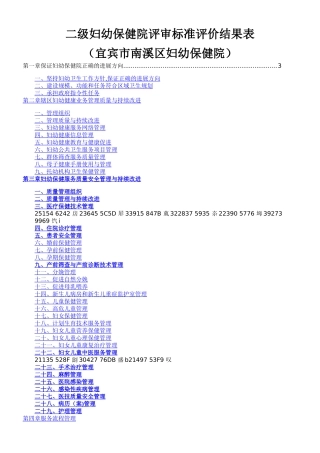 二级妇幼保健院评审标准评价结果表