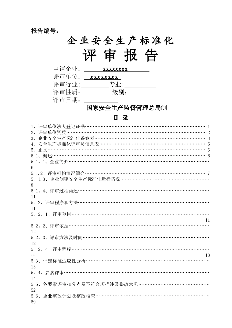 二级安全生产标准化评审报告_第1页