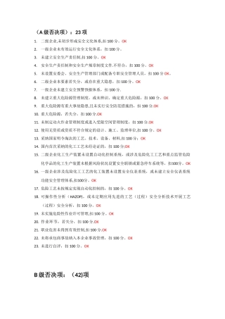 二级安全标准化--A级、B级否决项