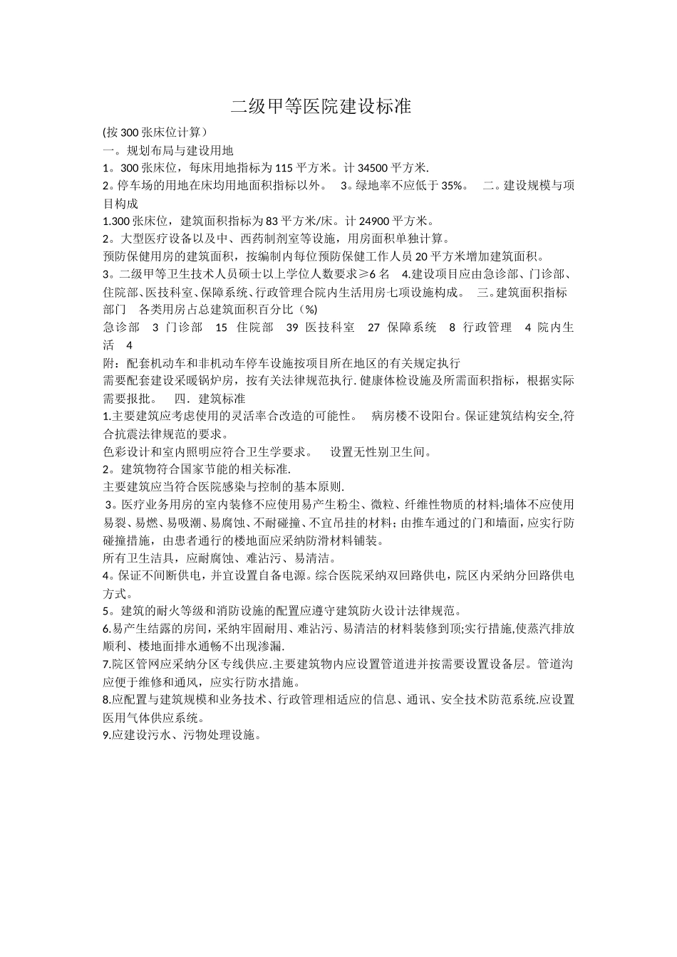 二级甲等医院建设标准_第1页