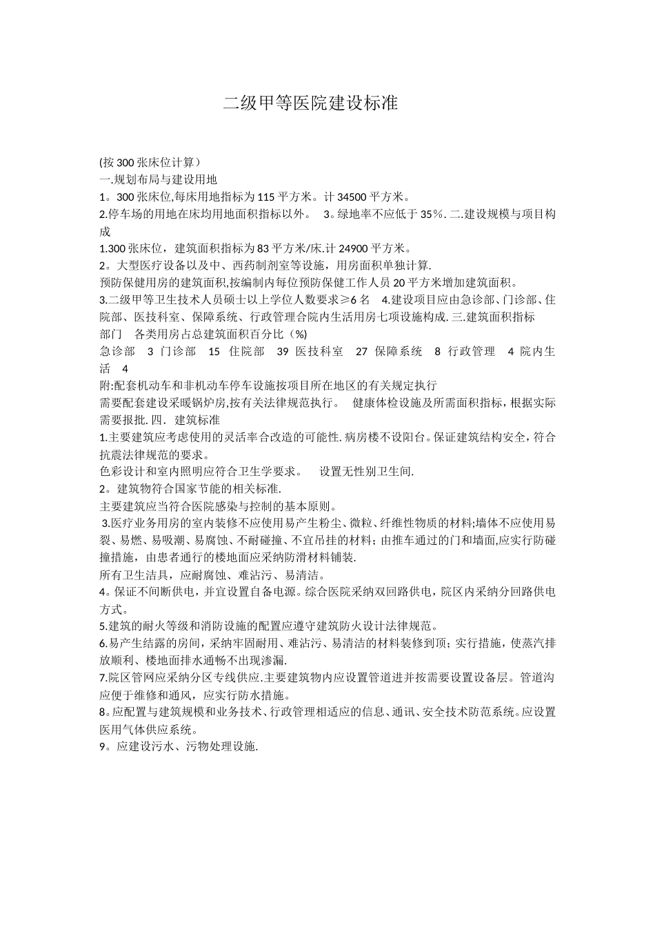 二级甲等医院建设标准59803_第1页