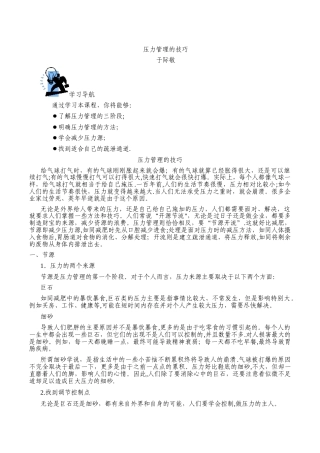 于际敬-压力管理的技巧