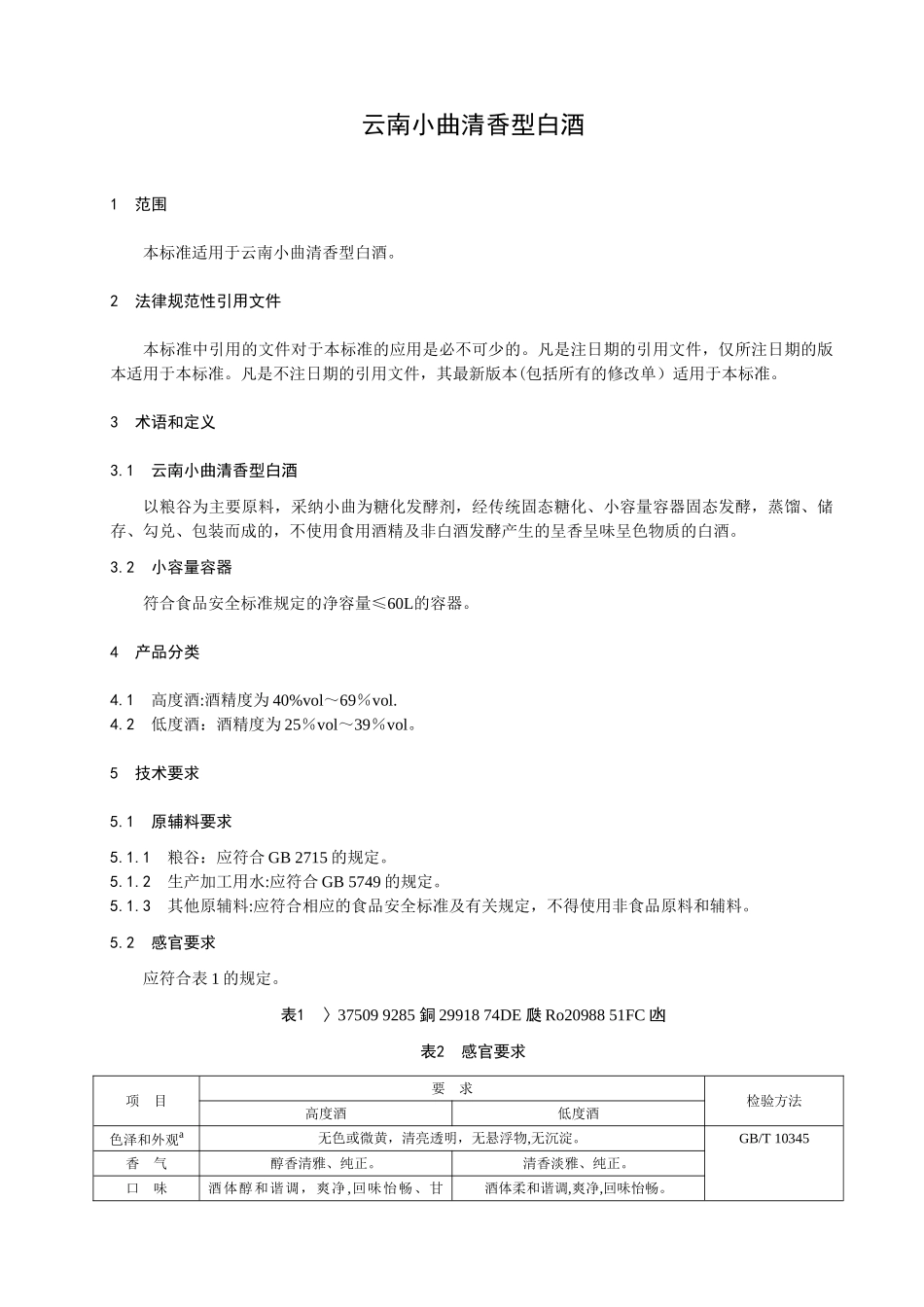 云南省食品安全地方标准---云南小曲清香型白酒_第3页