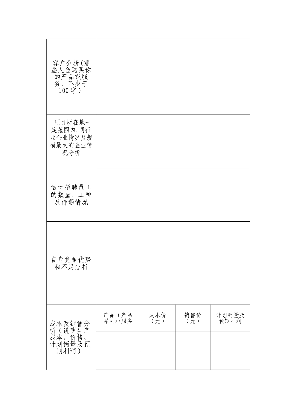 云南省鼓励创业贷免扶补创业计划书模板_第3页