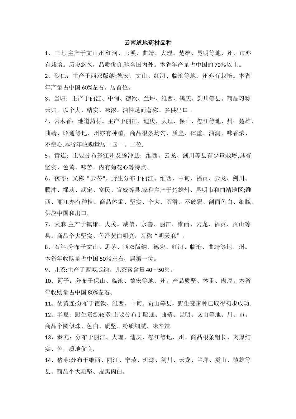 云南道地药材品种_第1页