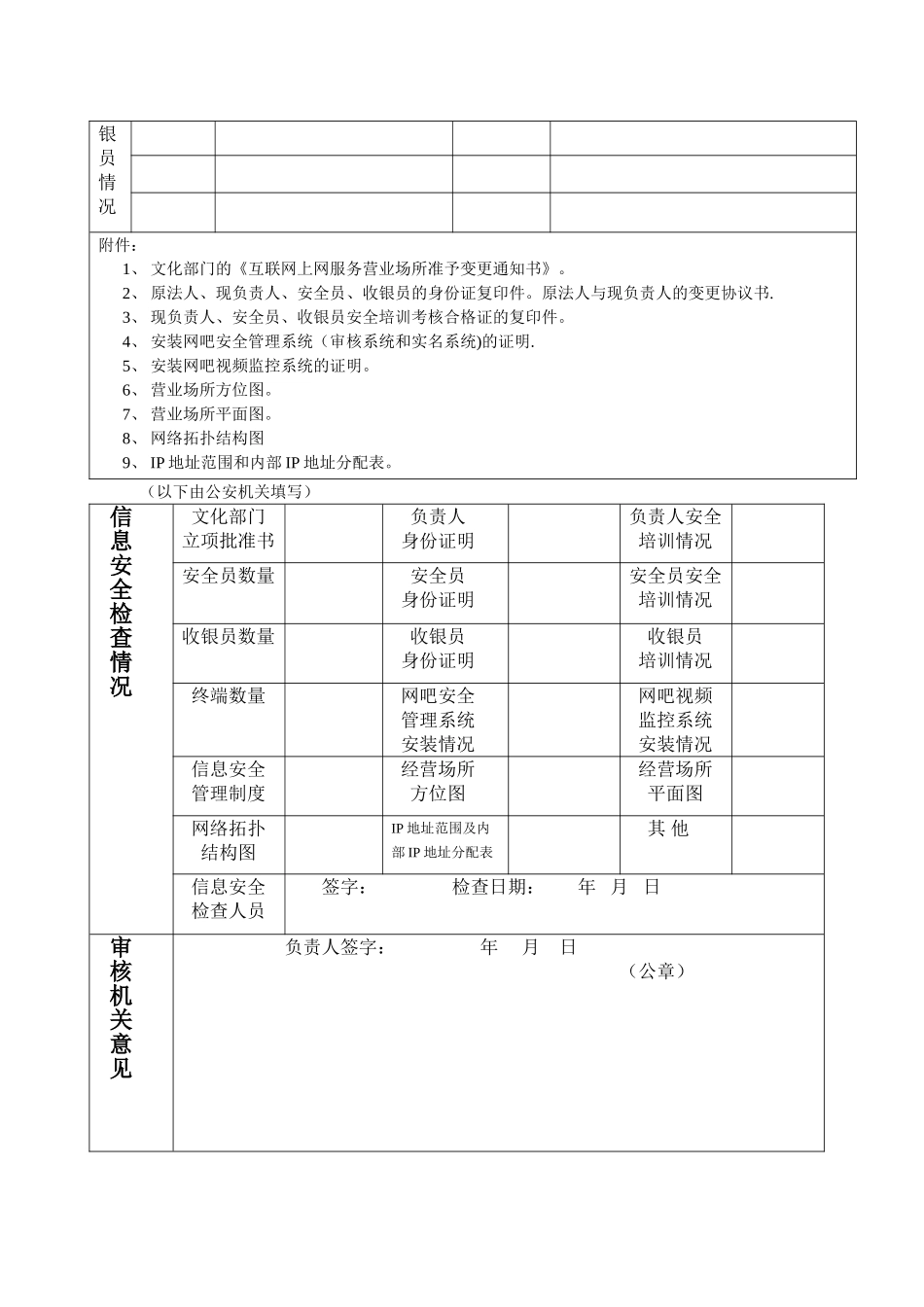 互联网上网服务营业场所信息安全审核变更表_第2页
