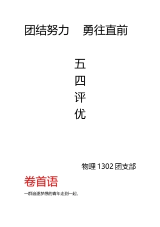 五四评优班级评优材料