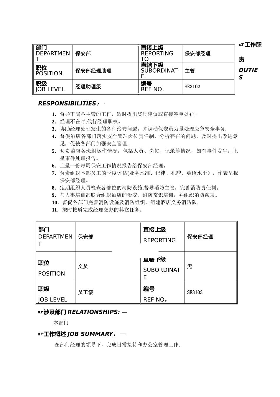 五星级酒店保安部各岗位职责_第3页