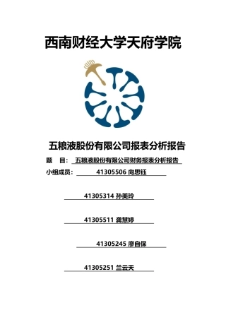 五粮液财务报表分析87588