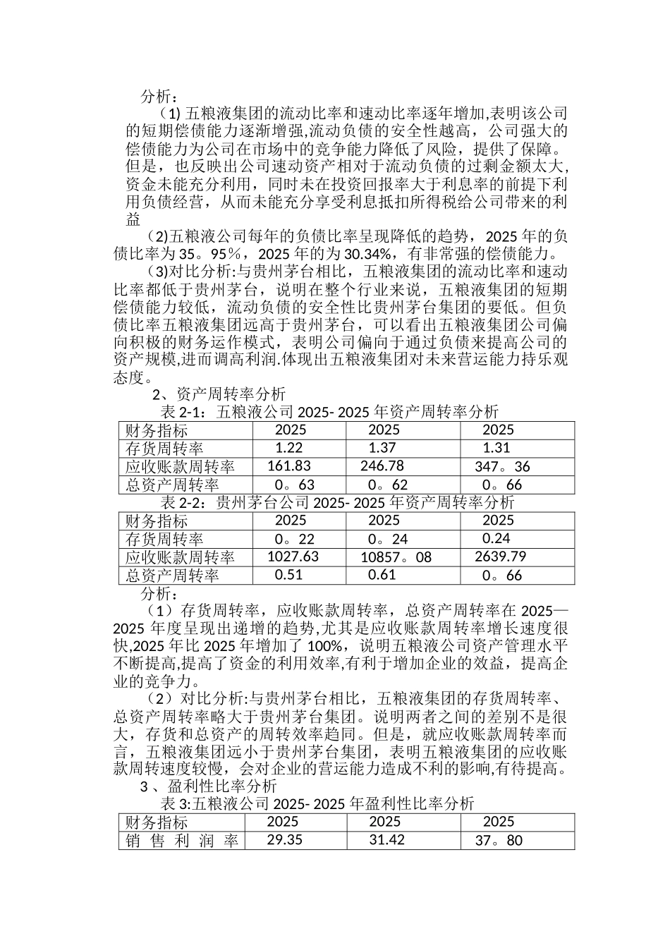 五粮液集团公司财务报表分析_第3页