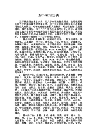 五行与行业分类07737