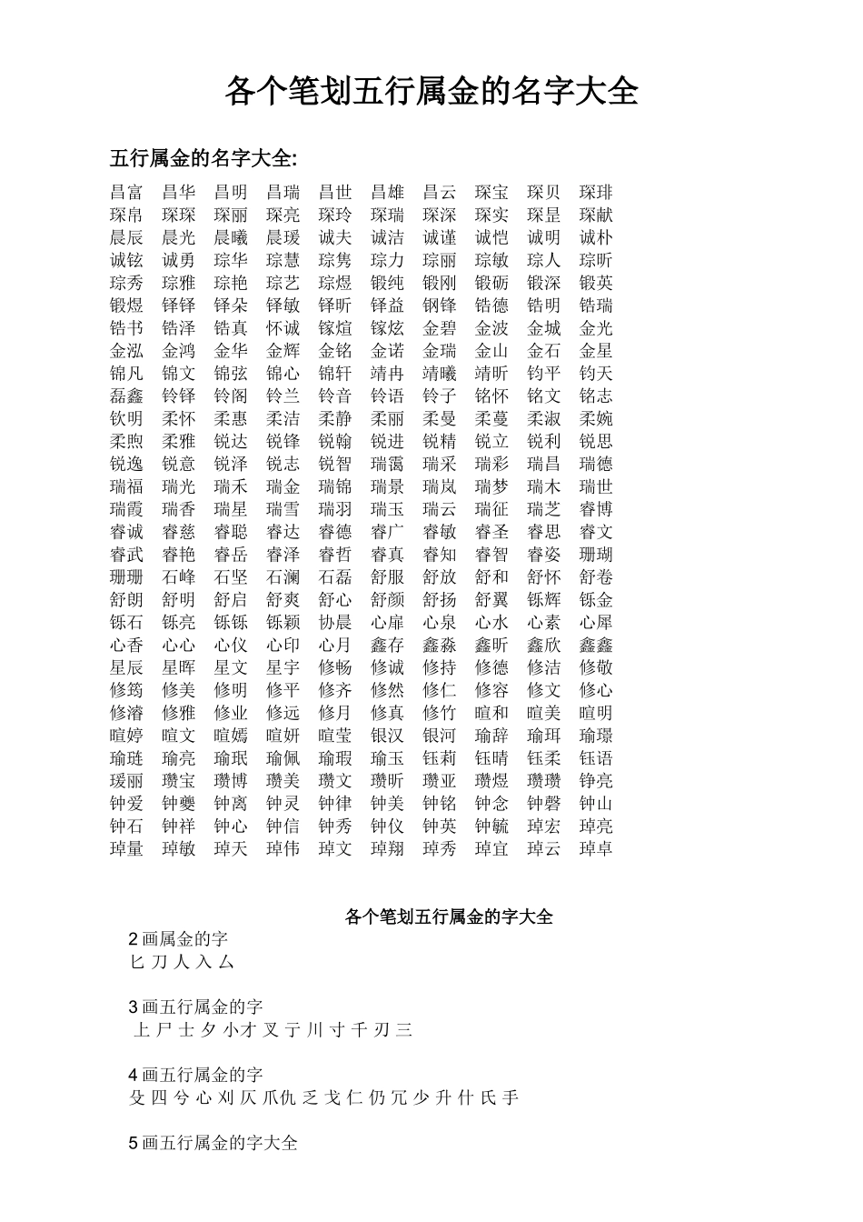 五行属金的名字大全_第1页