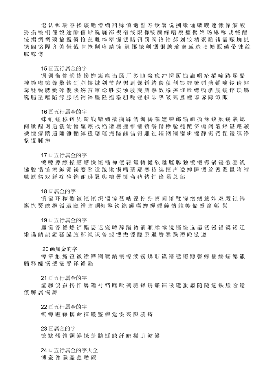 五行属金的名字大全_第3页