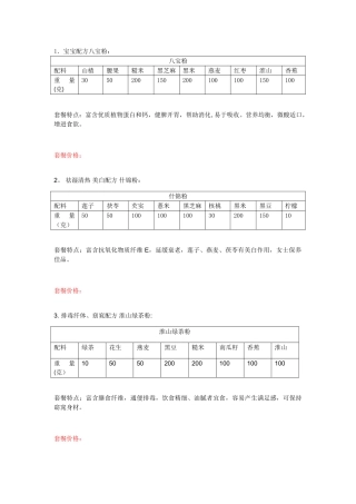 五谷杂粮磨粉配方
