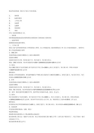 五金件成本核算