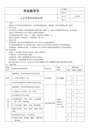五金件检验标准89325