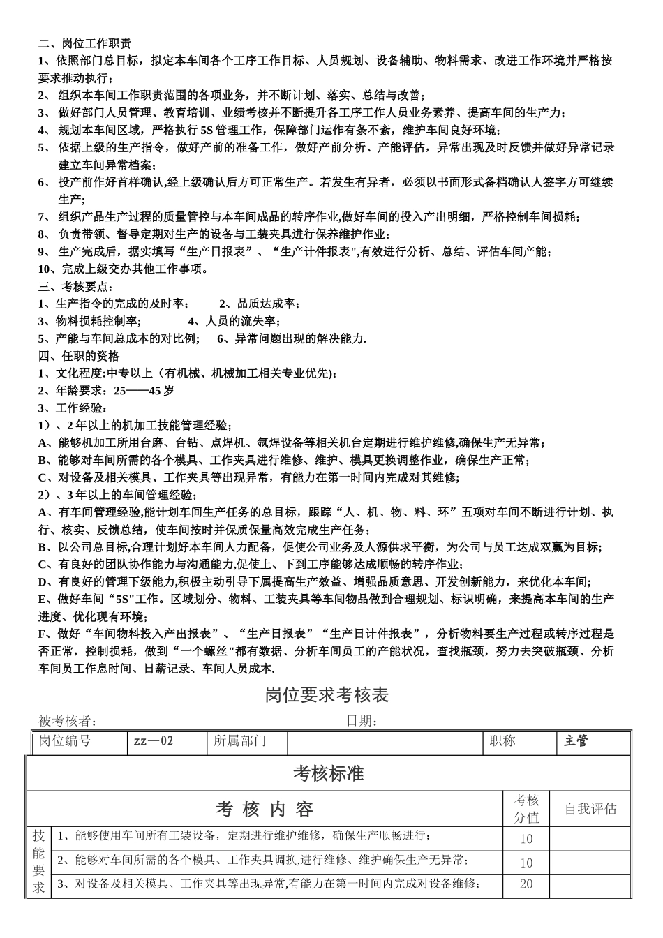 五金工艺生产部岗位说明书_第3页