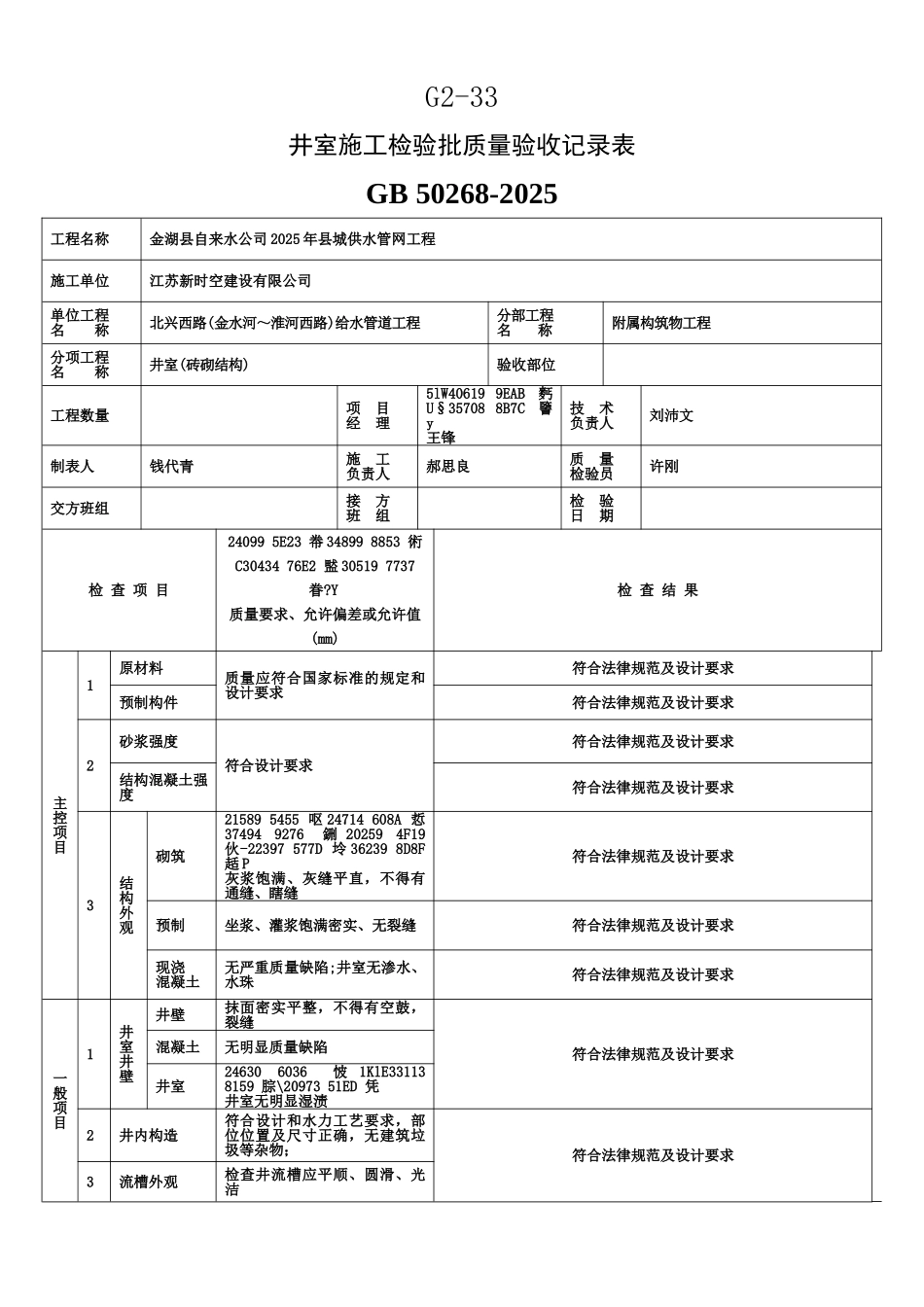 井室施工检验批质量验收记录表_第1页