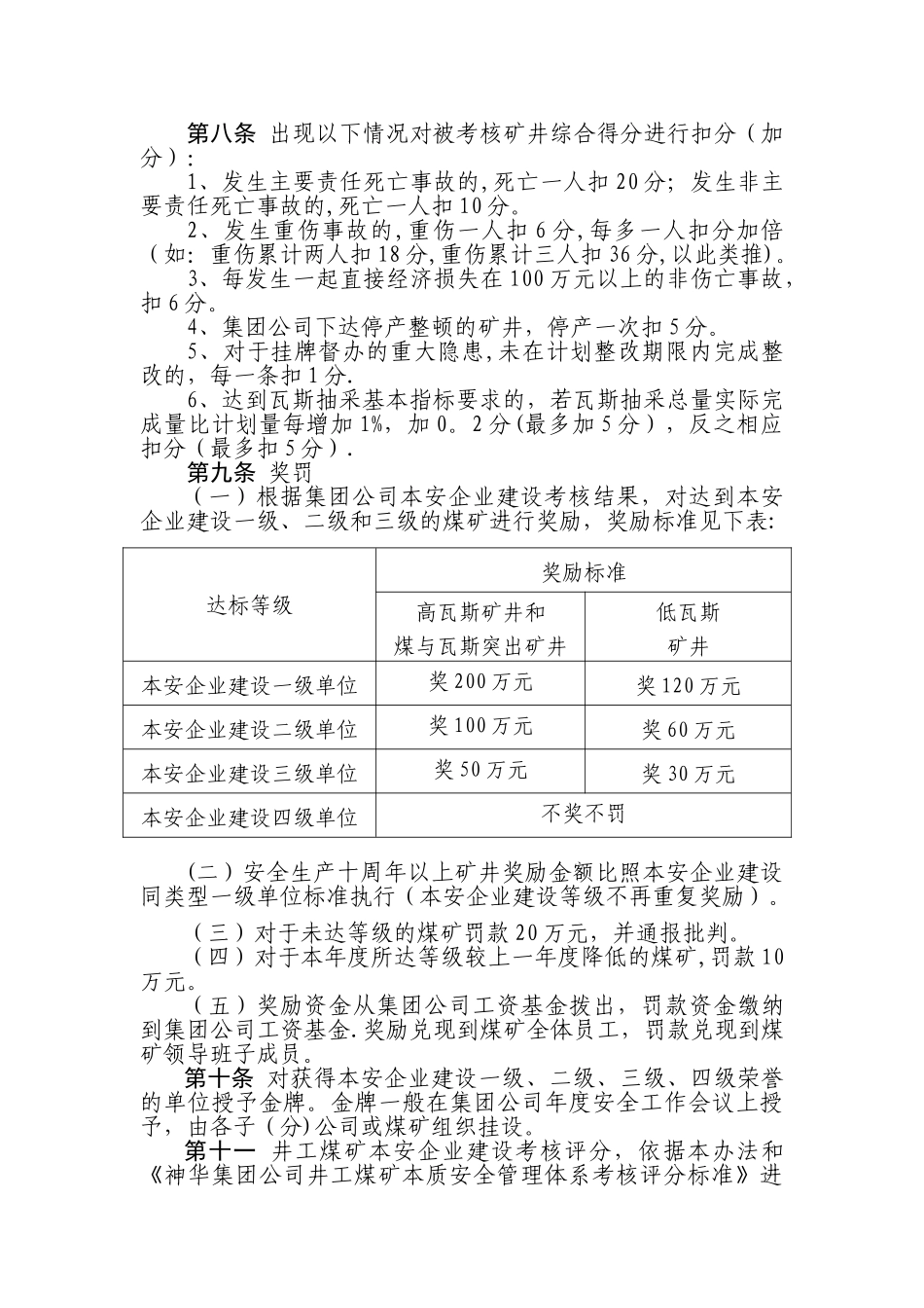 井工煤矿本质安全管理体系考核评级及奖惩办法_第2页