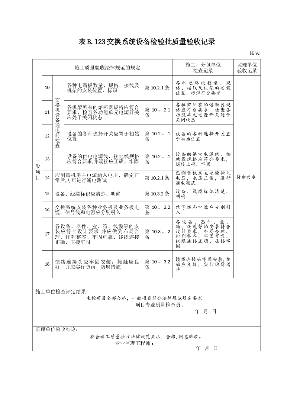 交换系统设备安装检验批质量验收记录_第2页