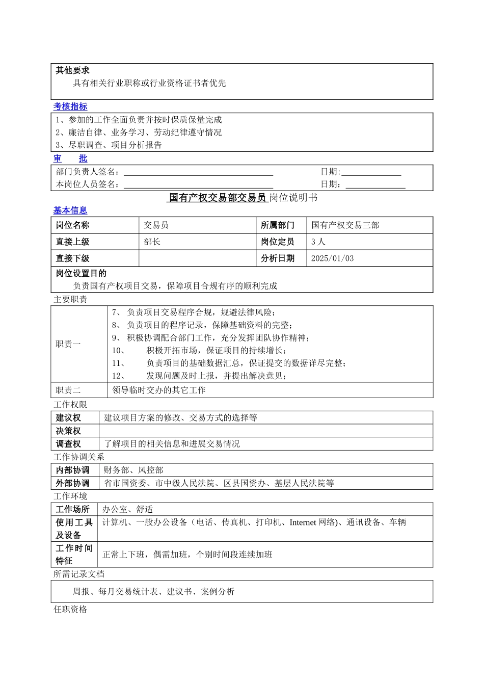 交易部交易员岗位说明书_第2页