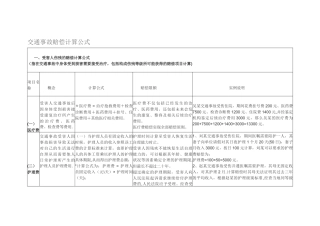 交通事故赔偿计算公式