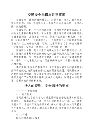 交通安全常识与注意事项