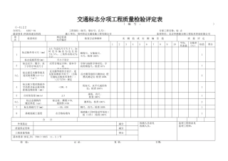 交通安全设施工程质量检验评定表