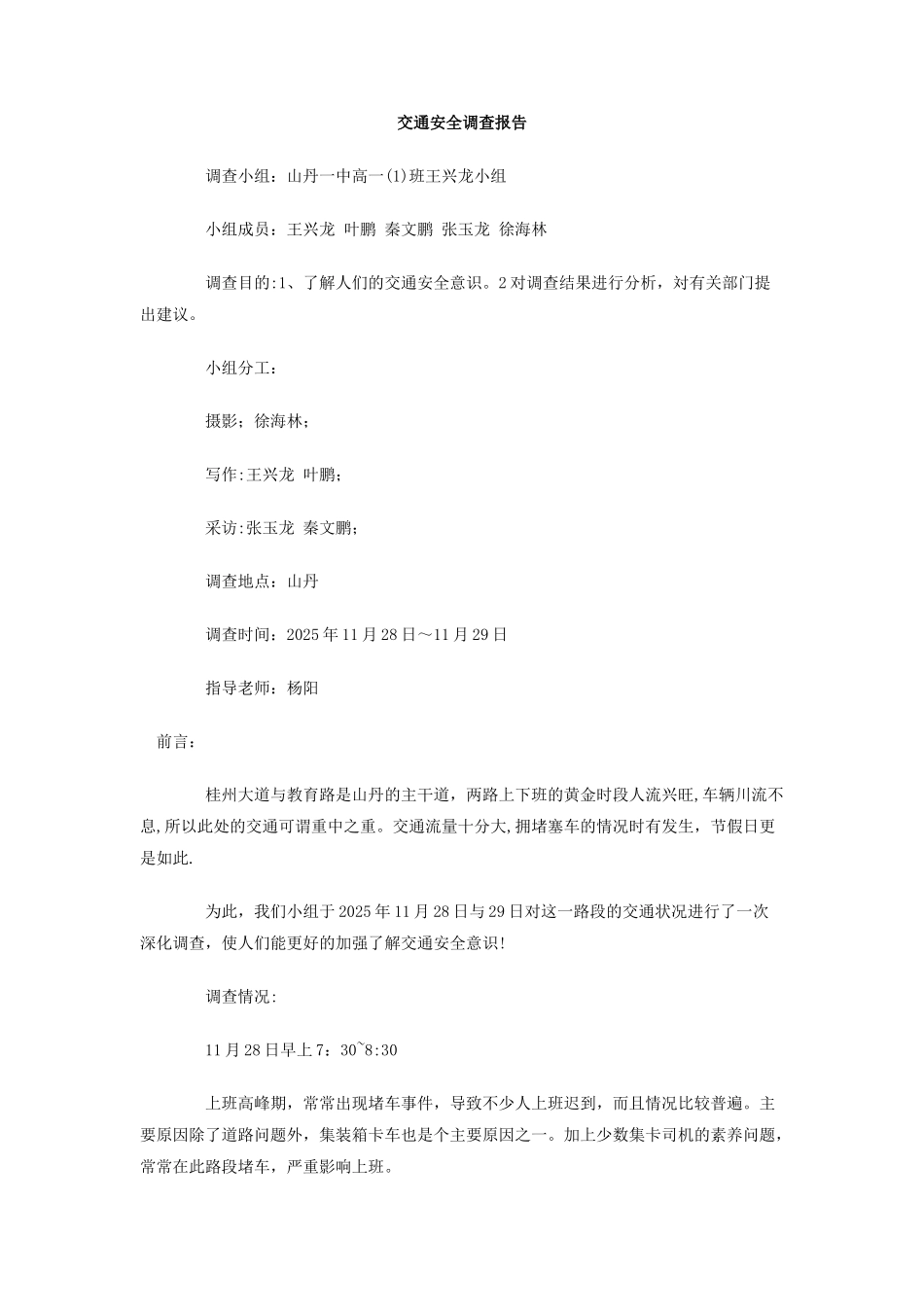 交通安全调查报告_第1页