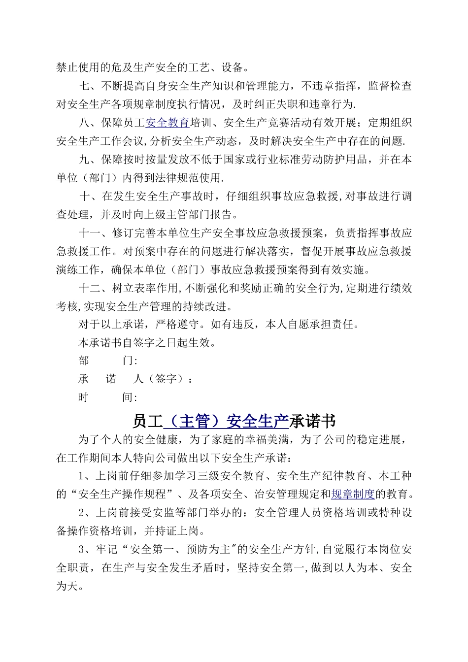 交通运输企业安全生产承诺书_第3页