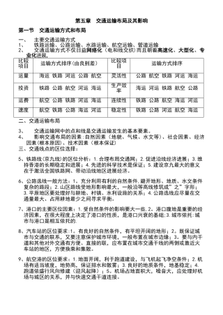 交通运输布局及其影响知识点总结