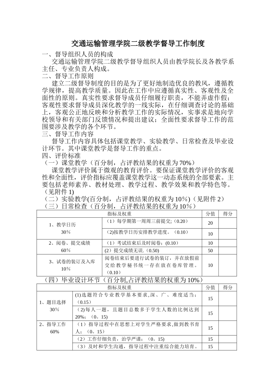 交通运输管理学院二级教学督导工作制度_第1页