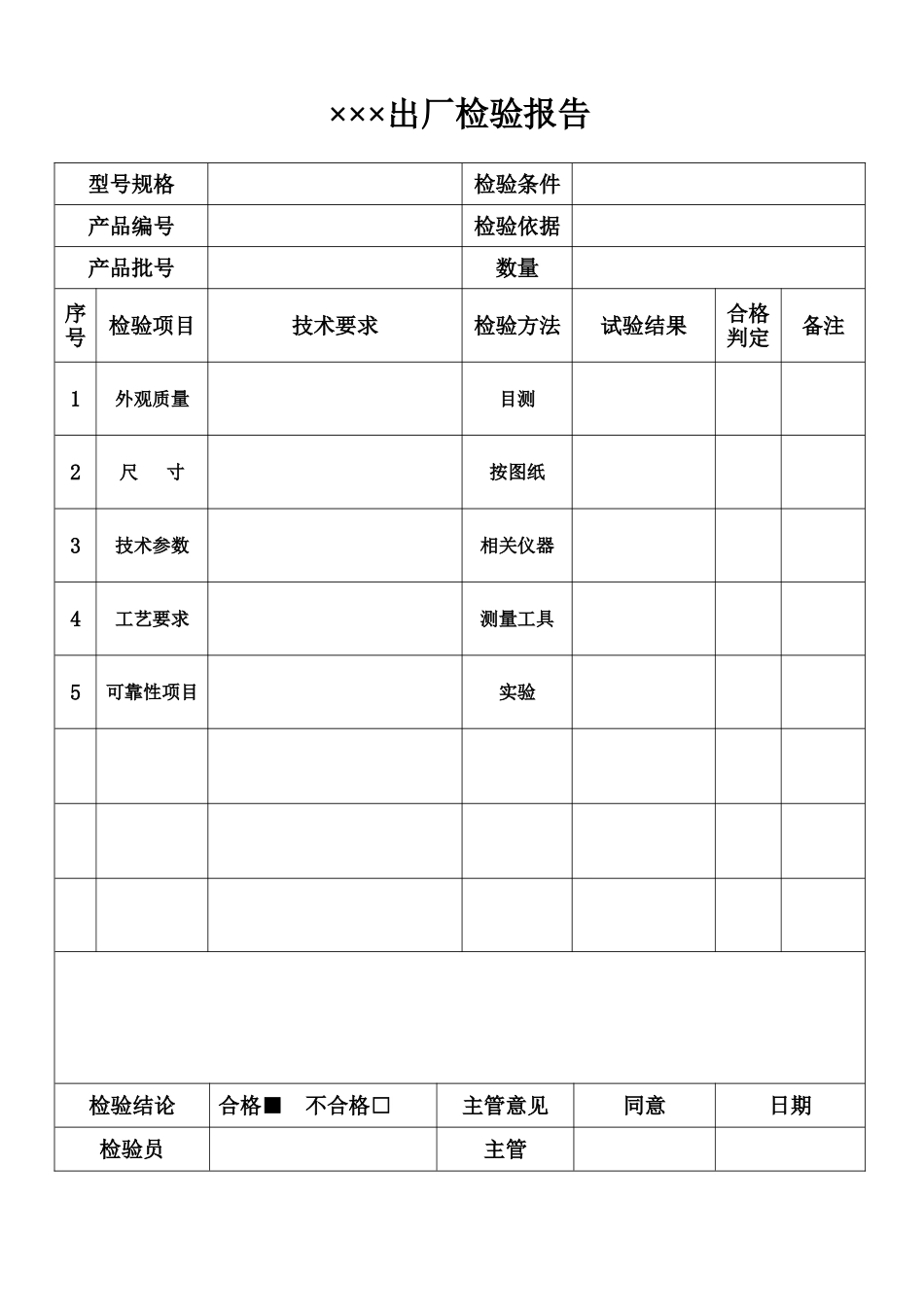 产品出厂检验报告模板_第1页