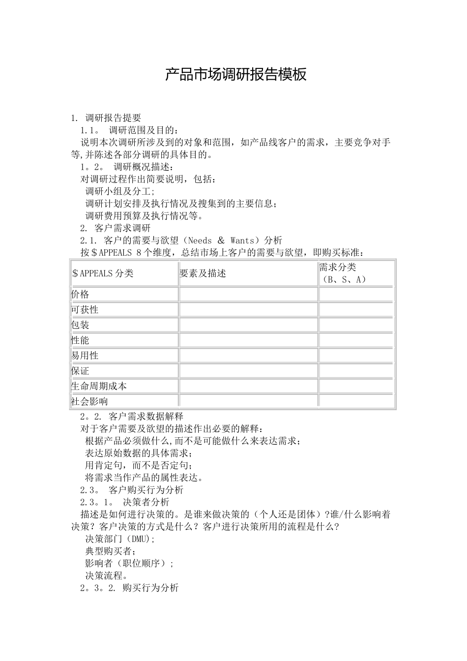 产品市场调研报告模板_第1页