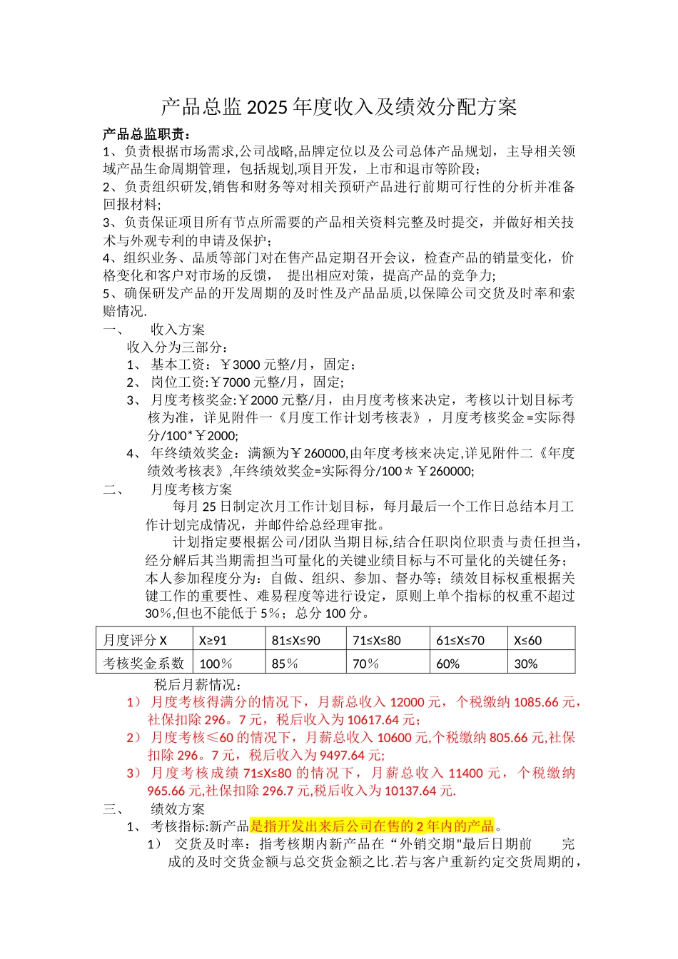 产品总监薪酬绩效方案-_第1页