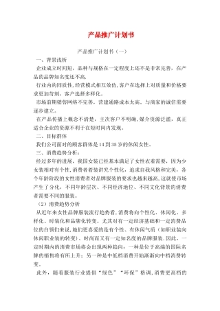 产品推广计划书-