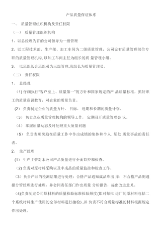 产品质量保证体系和制度