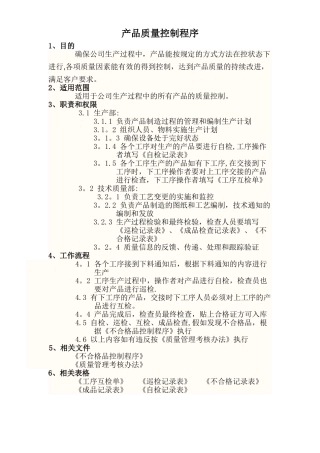 产品质量控制程序