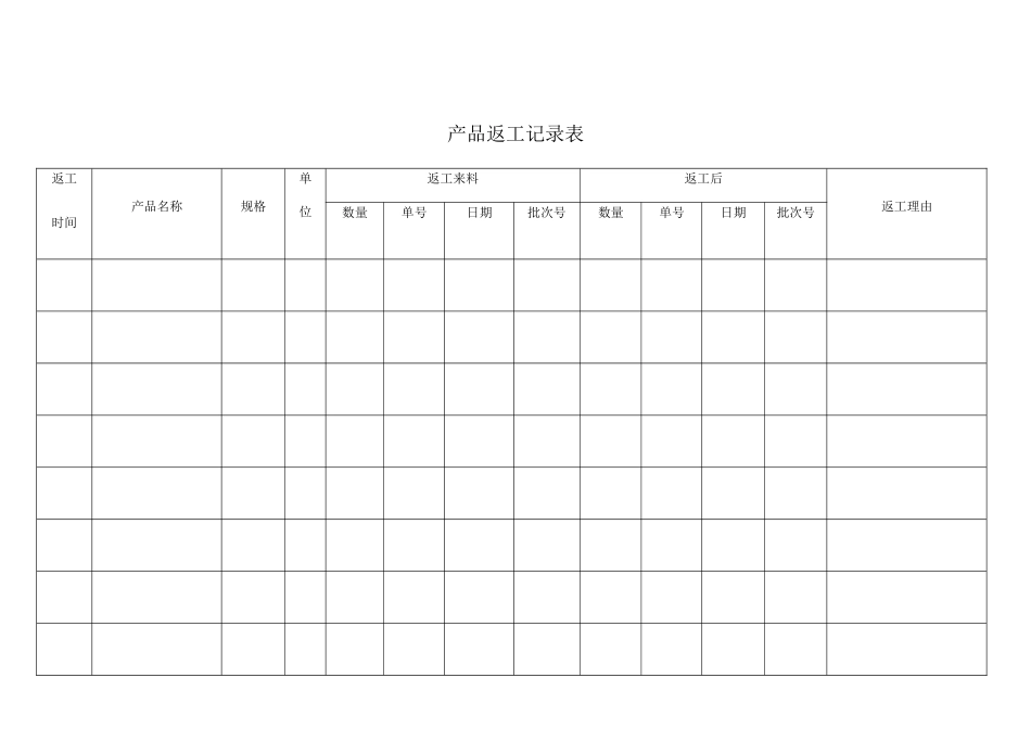 产品返工记录表_第1页