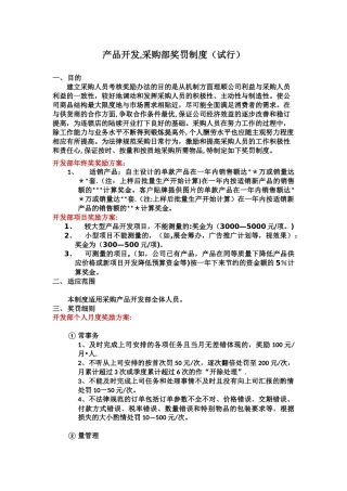 产品开发-采购部奖罚制度