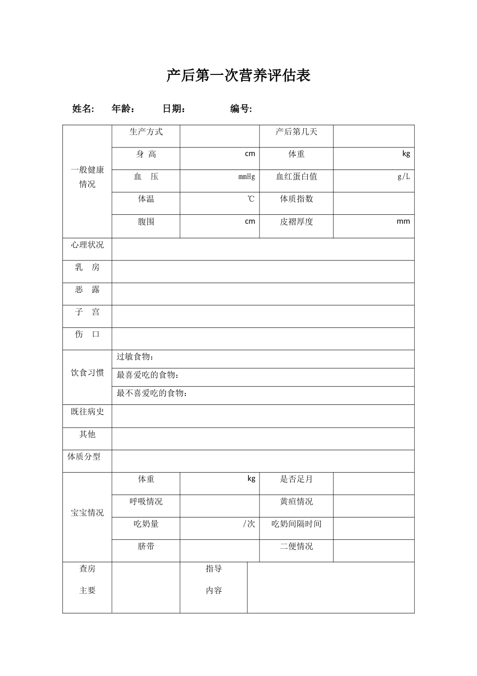 产妇营养评估表_第1页