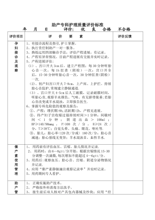 产房安全管理质量标准