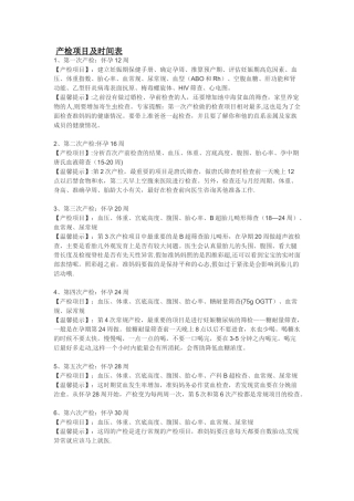 产检项目及时间表