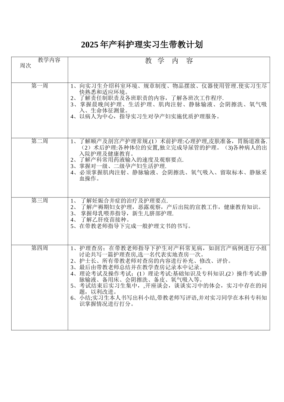 产科实习生带教计划_第1页