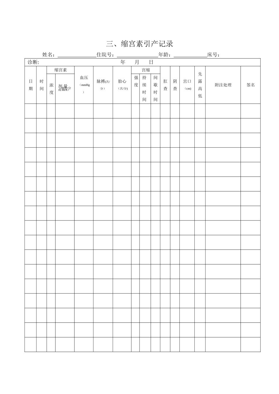 产科顺产表格化病历模板_第3页