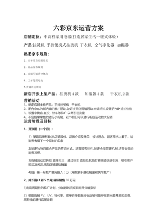 京东店铺运营方案