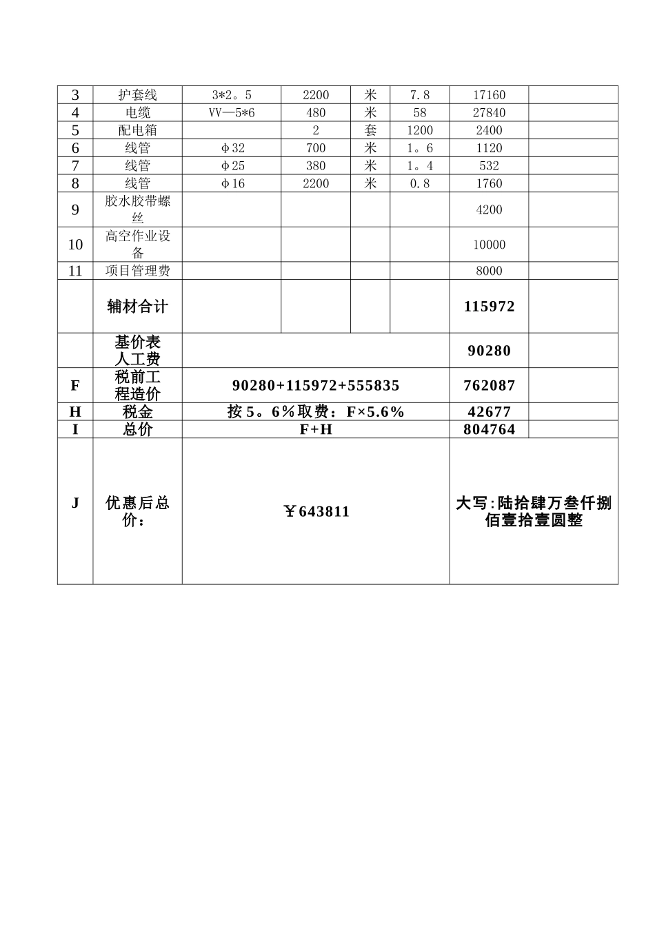 亮化工程报价表_第2页
