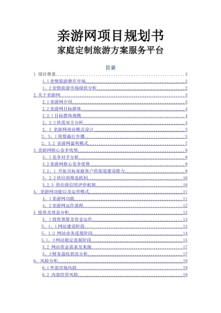 亲情游商业计划书