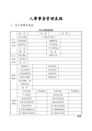 人事事务管理表格DOC